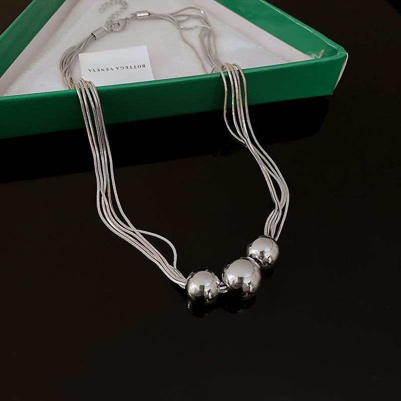 Soft Silver Chain Ball Necklace