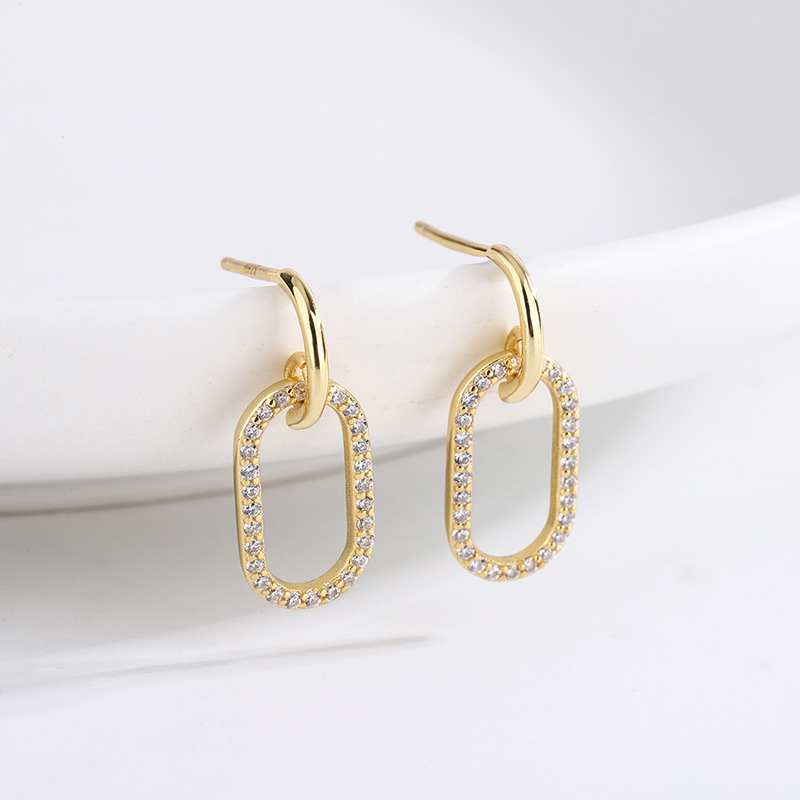 Trendy Oval Diamond Earrings