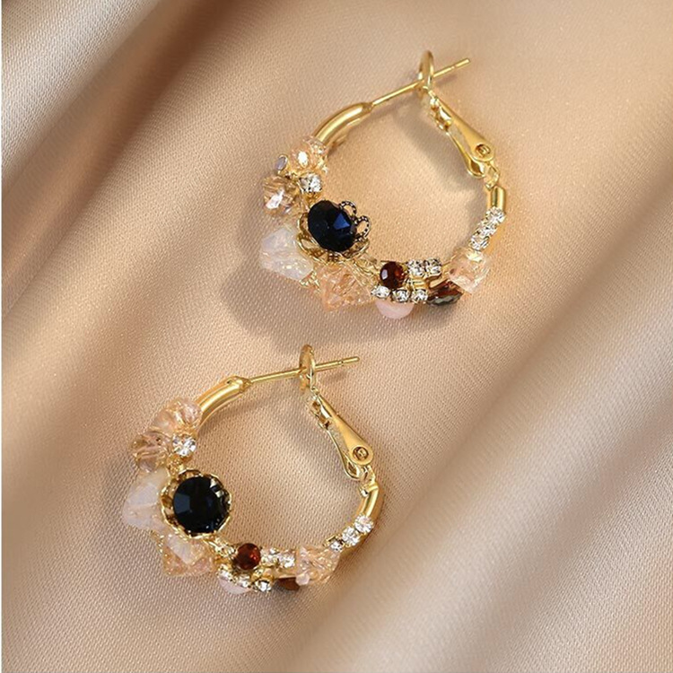 Vintage Zircon Crystal Flower Earrings