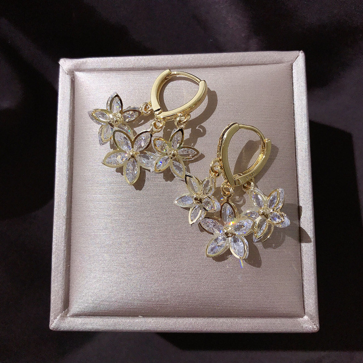 Zircon Crystal Flower Earrings