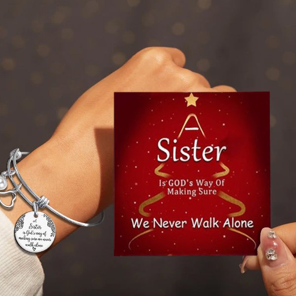 👯‍♀A Sister Is God's Way Of Making Sure We Never Walk Alone Bangle