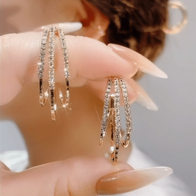 Diamond C-Shape Hoop Earrings