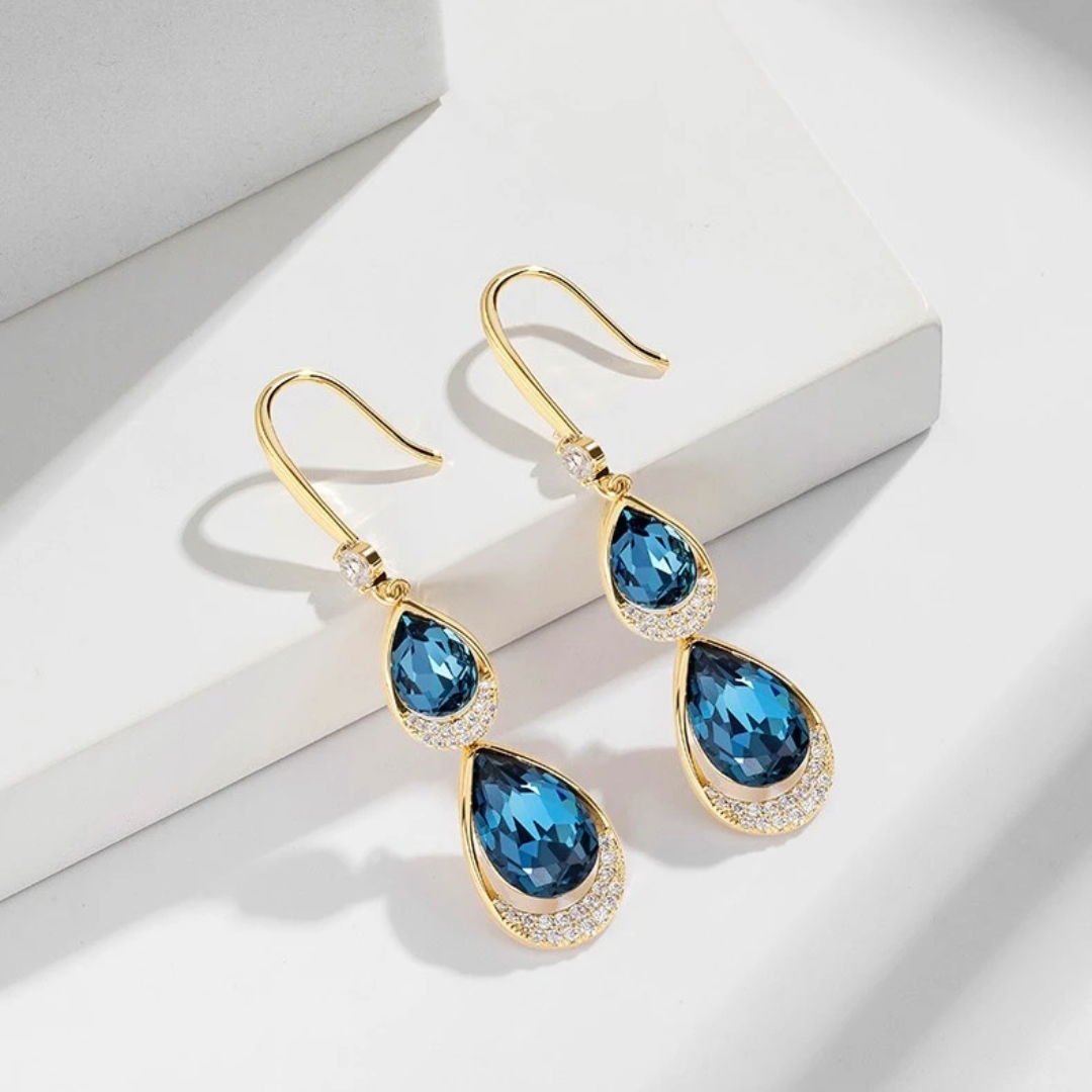 Zircon Sapphire Drop Earrings