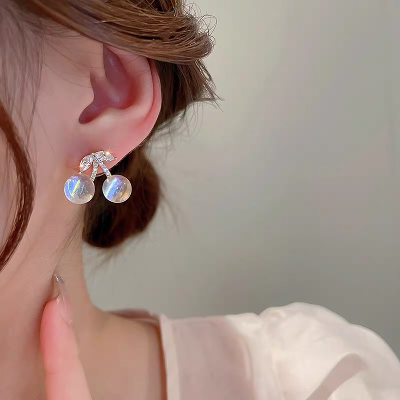 Sweet Zircon Small Cherry Earrings