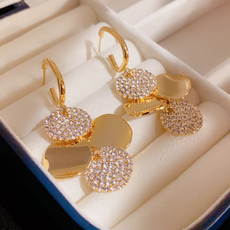 Diamond Sequin Tassel Earrings