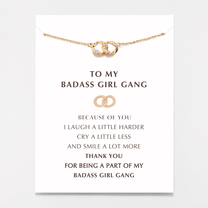 Badass Girl Gang Pavé Interlocking Necklace