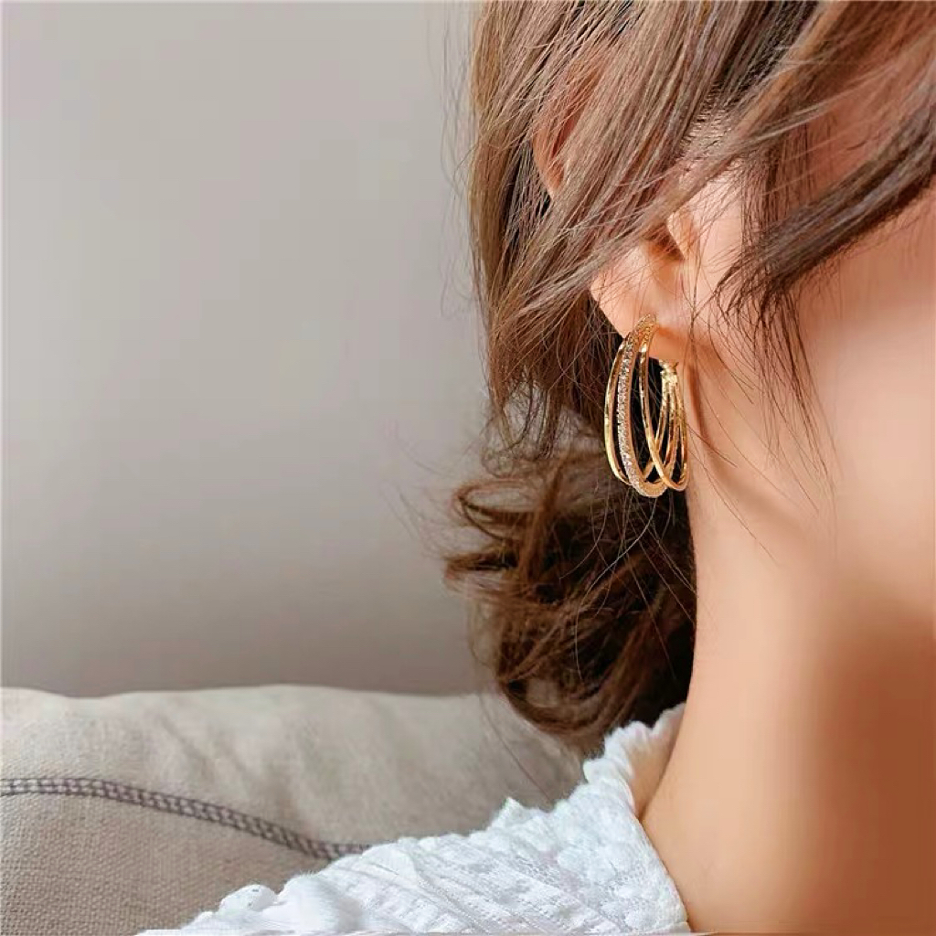 Fashion Diamond Multi-Layer Earrings
