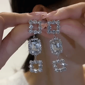 Geometric Diamond Drop Earrings