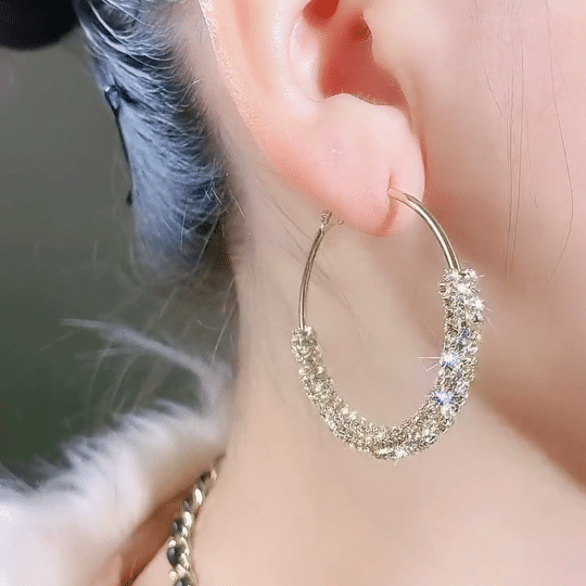 Fashion Diamond Hoop Earrings