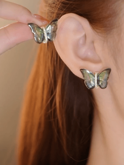 Resin Butterfly Diamond Earrings