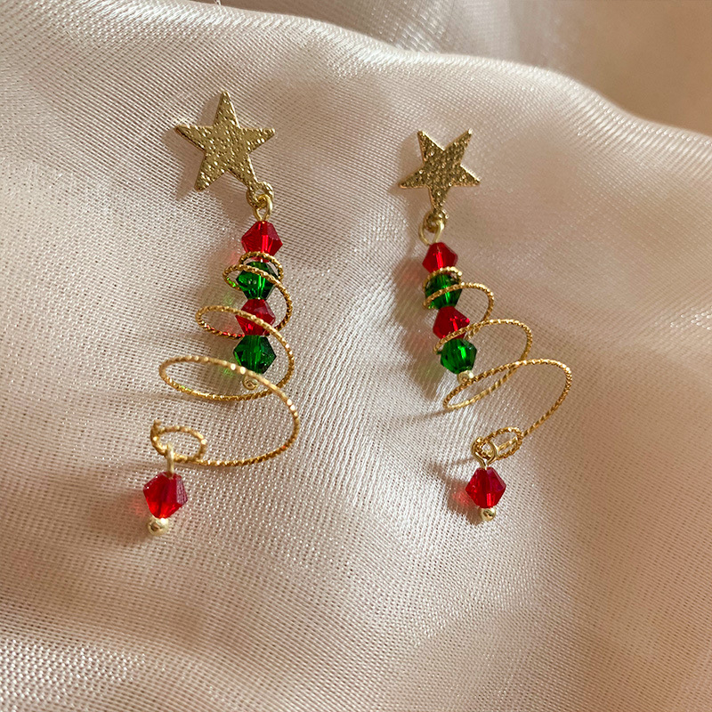 Star Spiral Christmas Tree Earrings