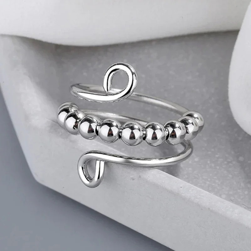 For Daughter - S925 Drive Away Your Anxiety Circle Beads Fidget Ring