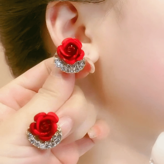 Diamond Rose Earrings 