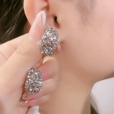 Fashion Diamonds Hoop Earrings