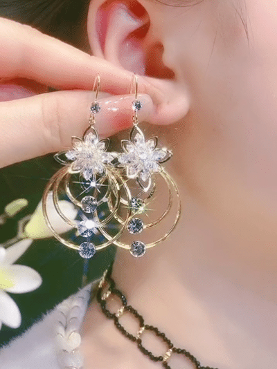  Fashion Ice Flower Diamond Earrings 