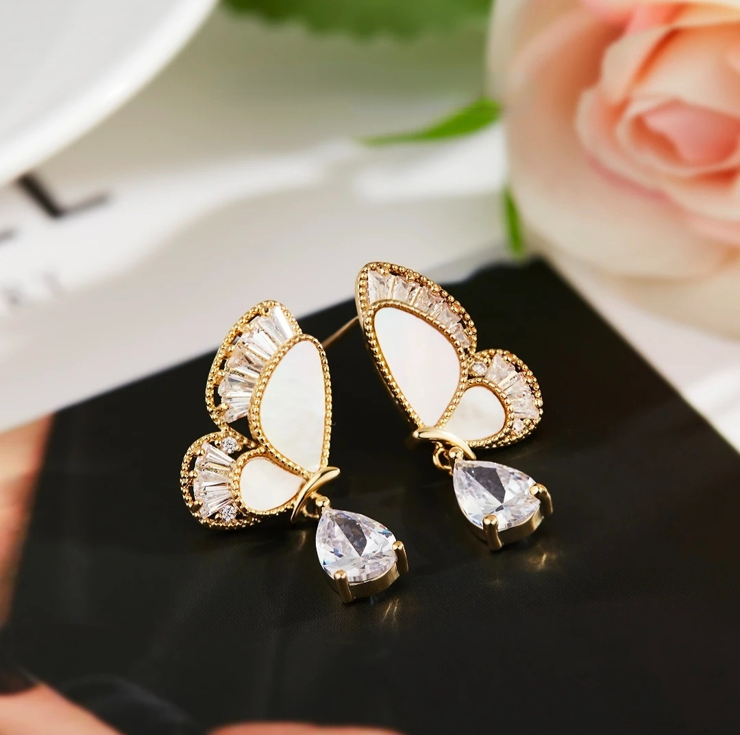 Butterfly Diamond Drop Earrings