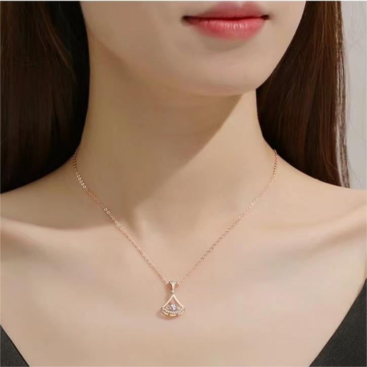S925 Sterling Silver Scalloped Small Skirt Necklace
