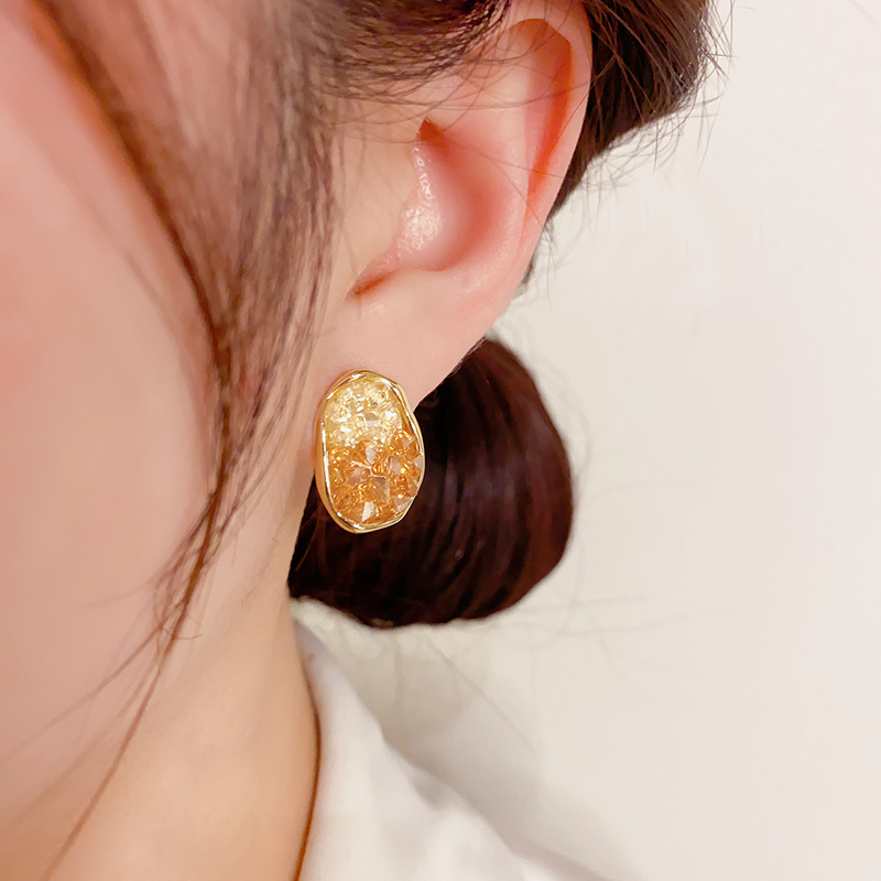 Irregular Oval Gemstone Earrings