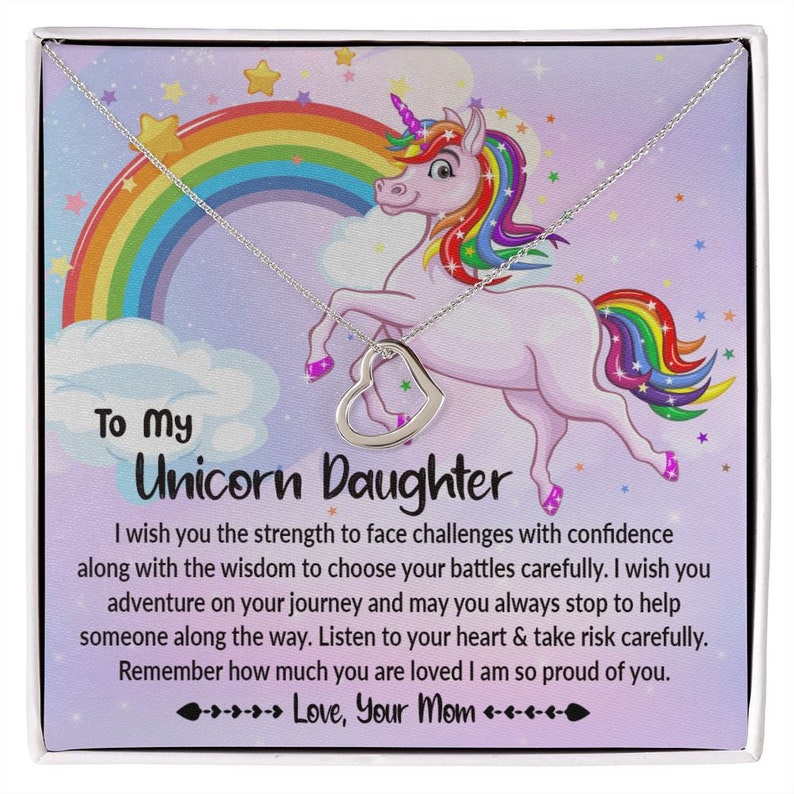 To My Daughter Necklace with Unicorn Theme