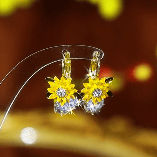 Diamond Sunflower Earrings