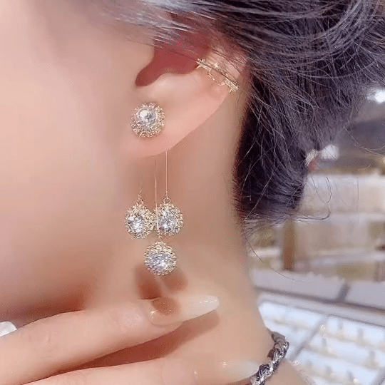 Round Diamond Petal Earrings