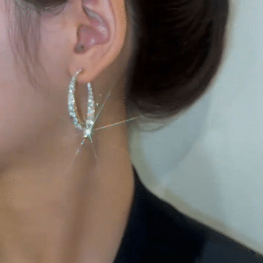 Cross Diamond Curved Earrings