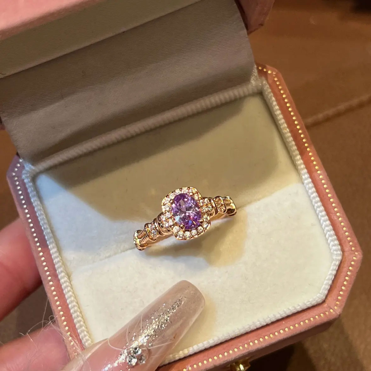 Oval Amethyst Engagement Ring