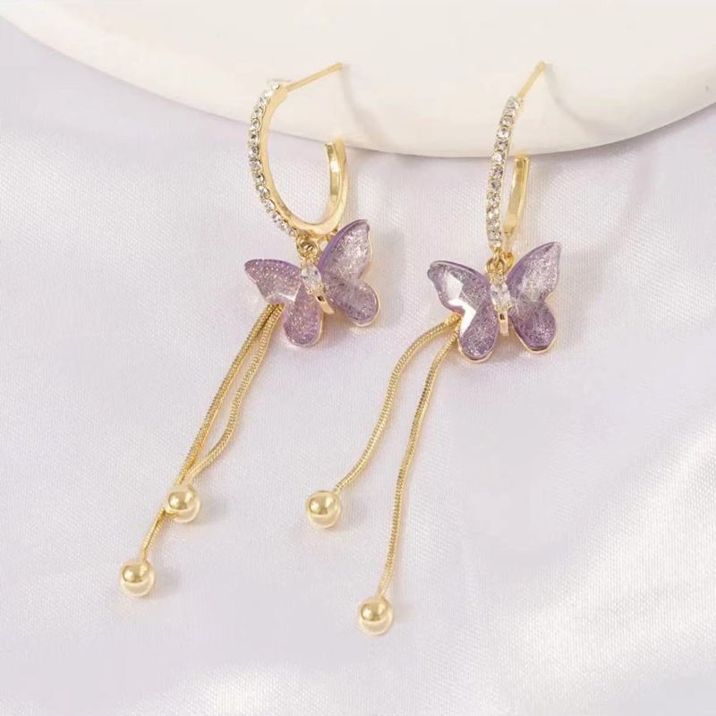 LAST DAY 50% OFF - Purple Crystal Butterfly Earrings（BUY 2 FREE SHIPPING）