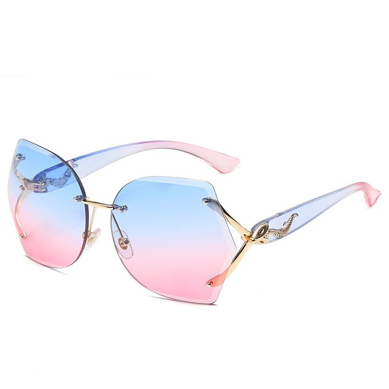 4 Colors Rimless Trim Fashion Sunglasses with Fox Head Decoration