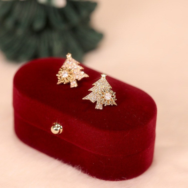 Rotatable Snowflake Christmas Tree Earrings