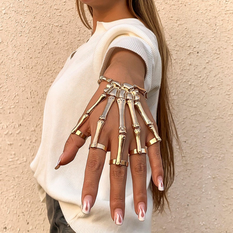 Halloween Pre Sale-50🎃Skeleton Finger Ring Bangle Bracelet
