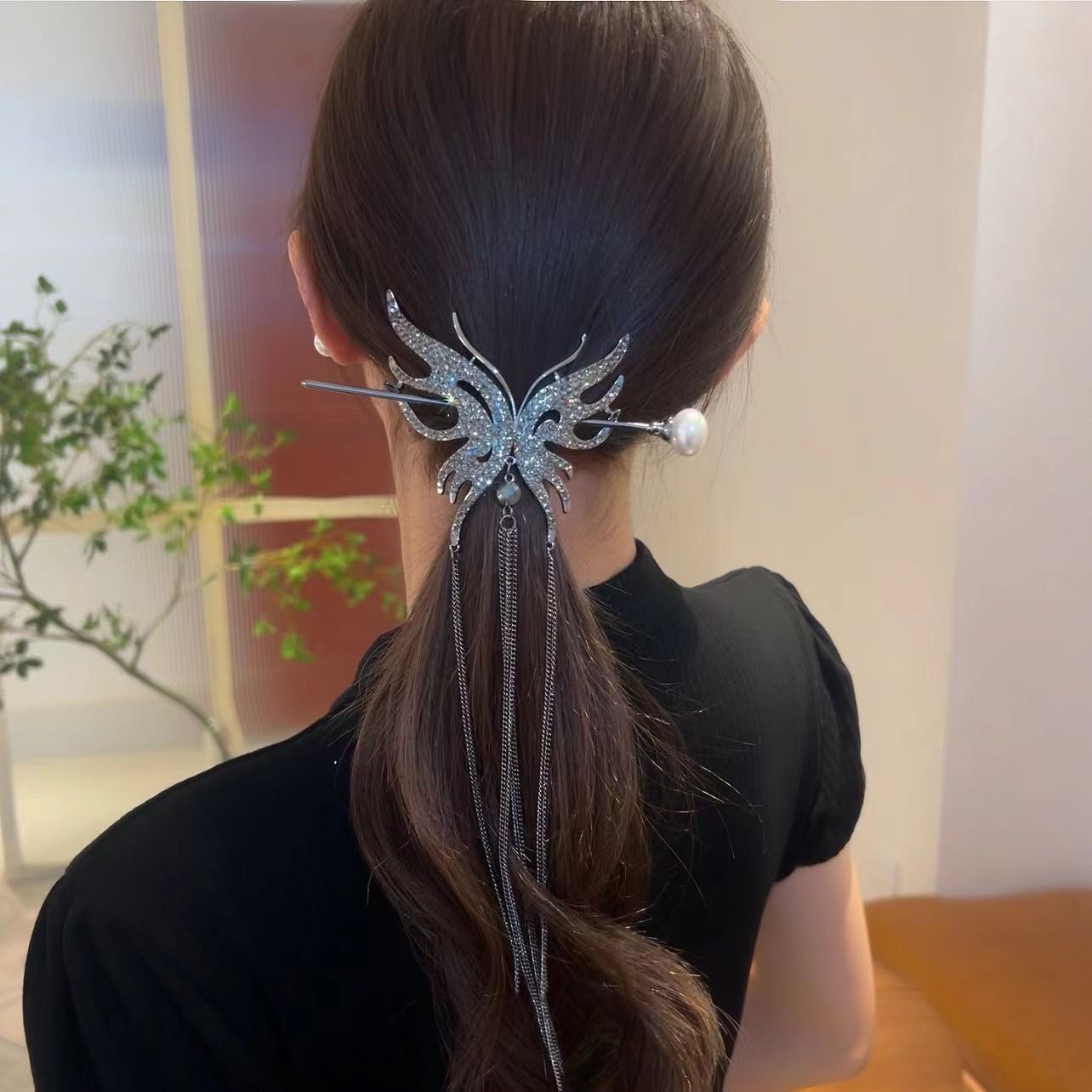 Butterfly Pearl Tassel Hairpin 🦋