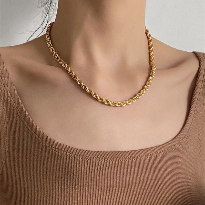 Layered Gold Twisted Rope Necklace