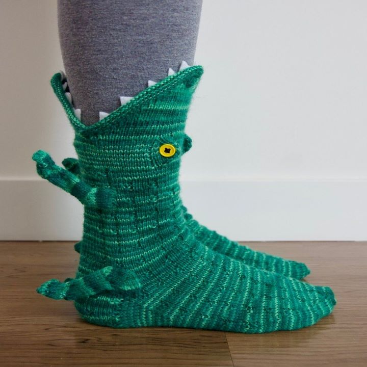 Knit Crocodile Socks - interesting Christmas gift
