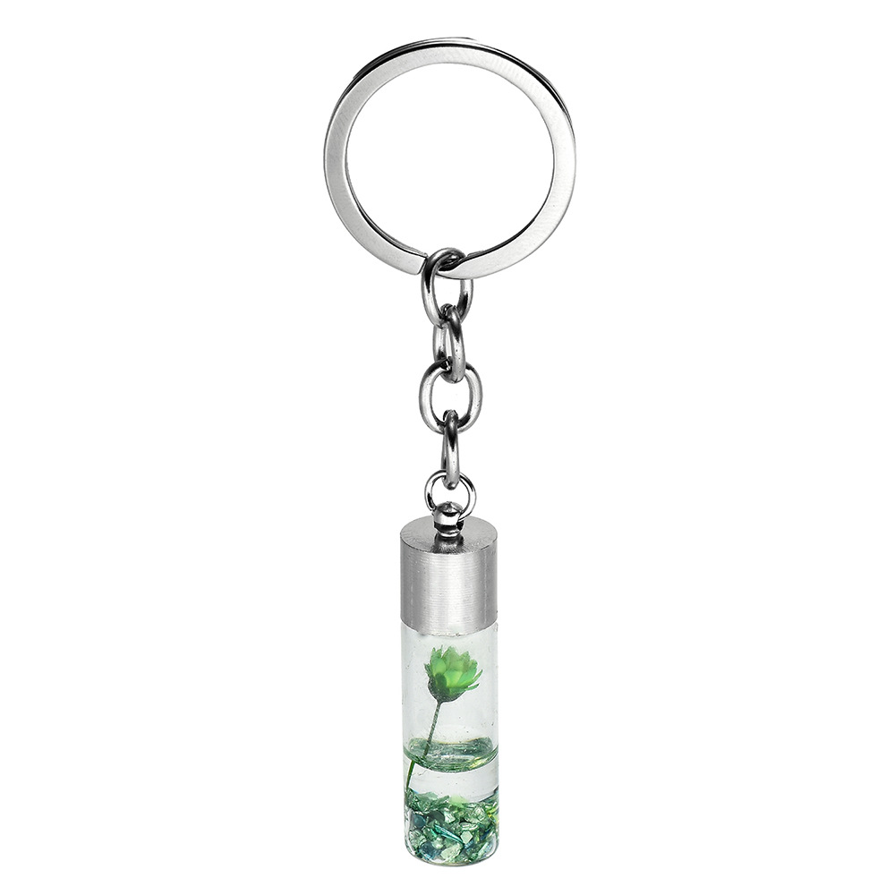 Dried Flower Glass Bottle Keychain