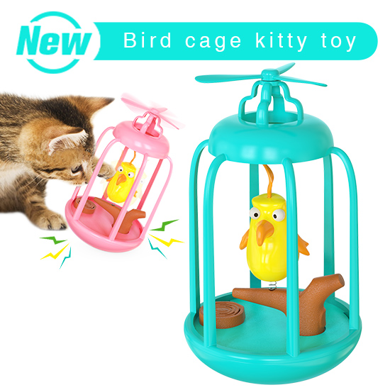 Bird Cage Squeaky Tumbler Spinning Windmill Cat Toy