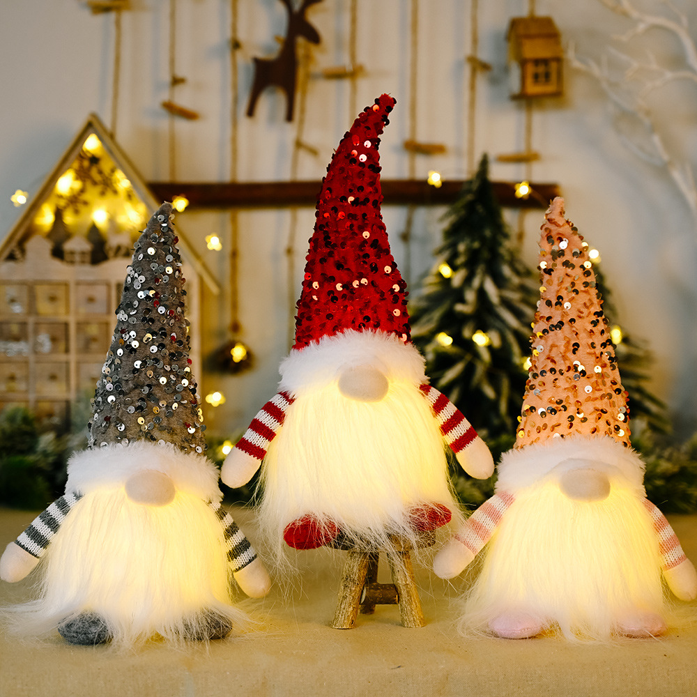 Christmas Glowing Sequins Faceless Doll Decoration