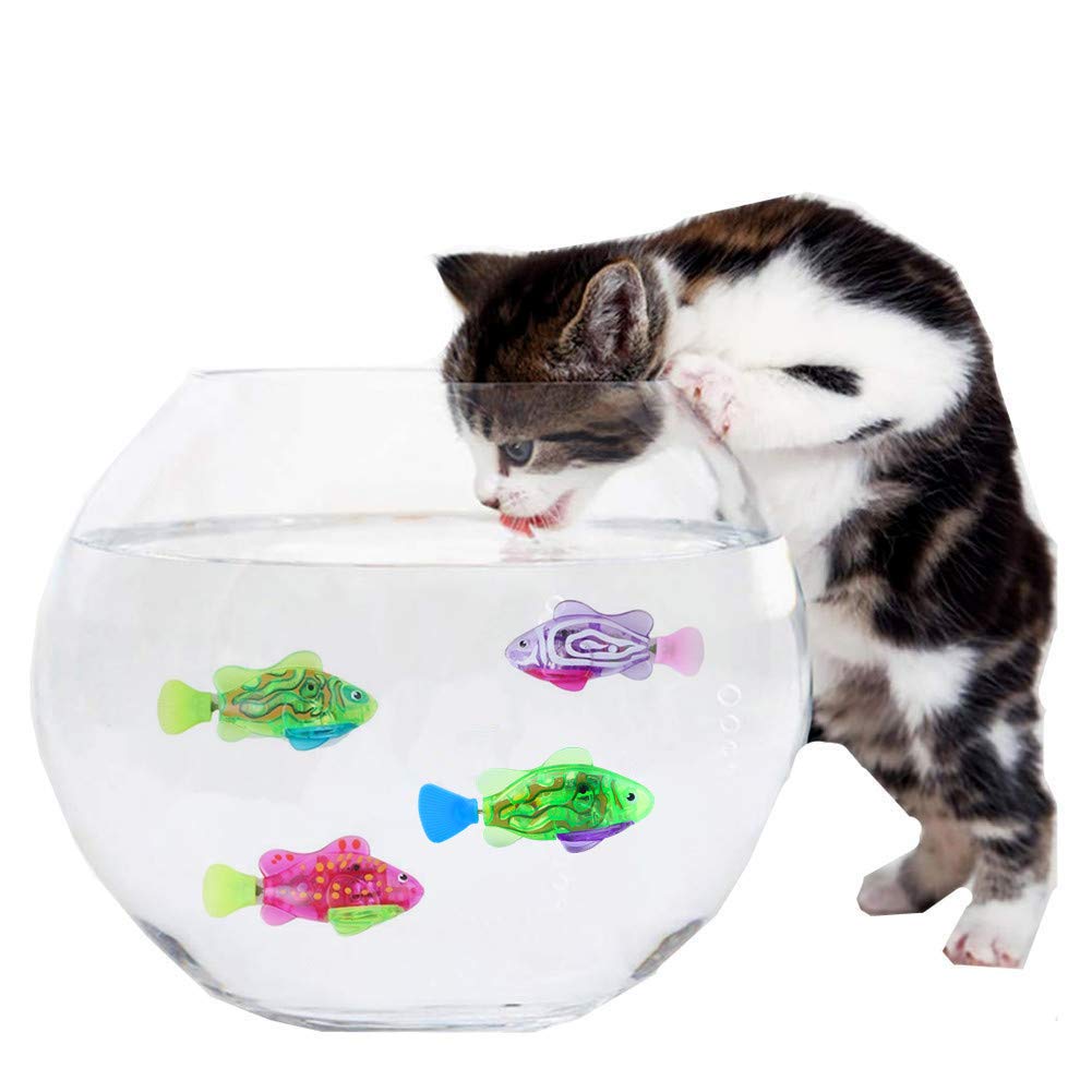 Electric Fish Cat Toys Interactive Electric Play Swimming Robot Fish Toy &Flashing LED Light