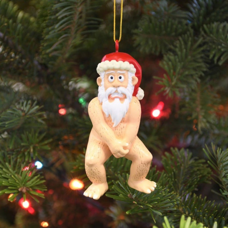 Funny Naked Santa Claus Christmas Ornaments
