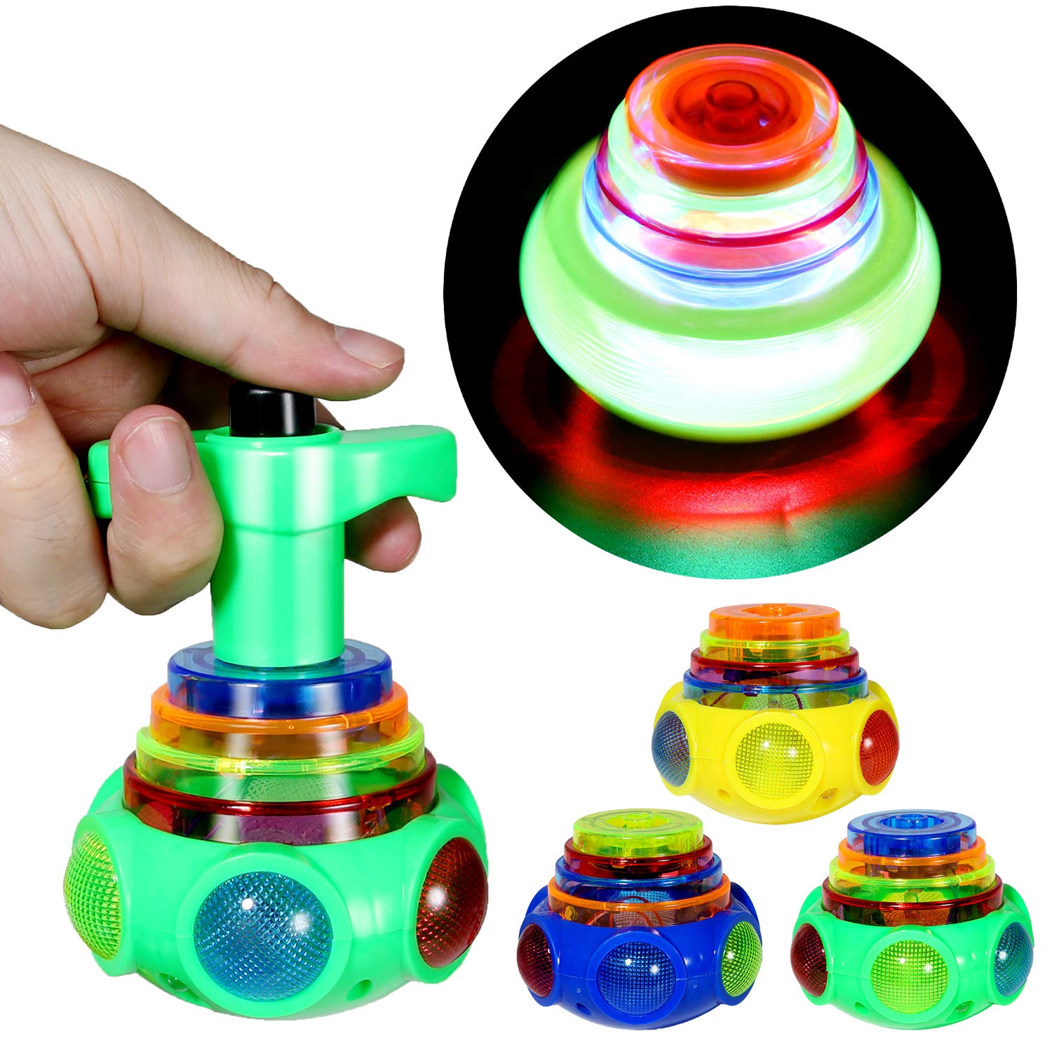 Music Flashing Spinners Toy With Launcher 