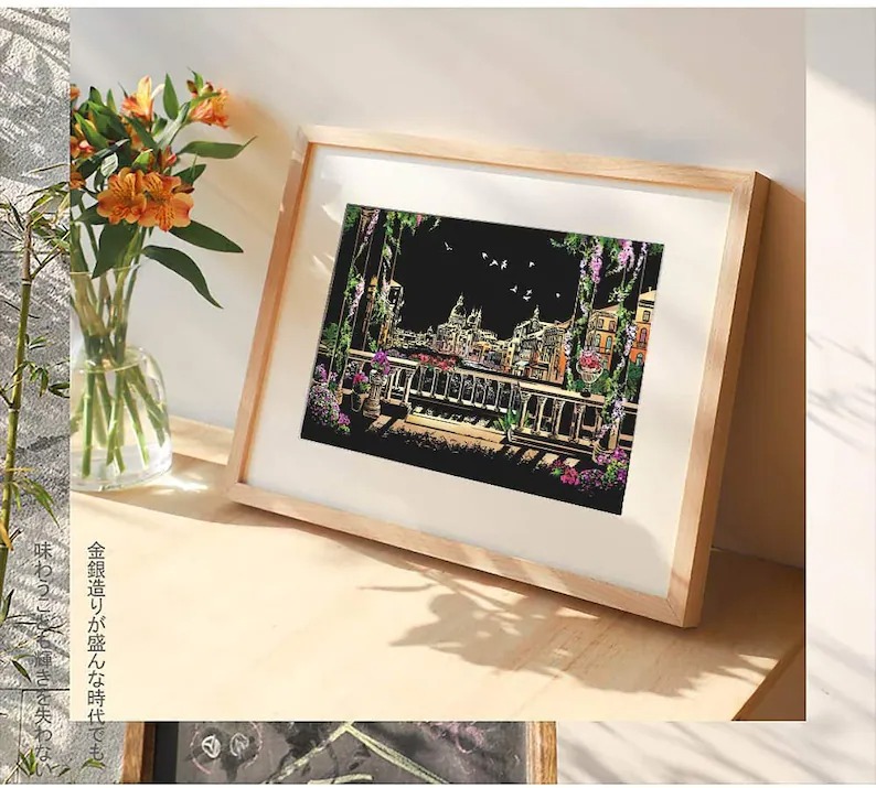 Scratch-Off Rainbow Painting  - World Famous Tourist Attractions 16 X 11.2 Inches