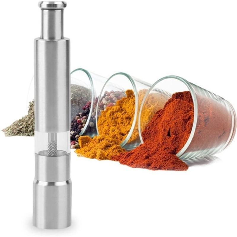 Stainless Steel Thumb Push Salt and Pepper Grinder