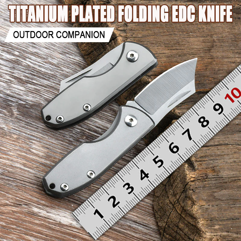 Portable Camping Pocket Knife Exquisite Titanium Plated Folding Knife Outdoor Knife