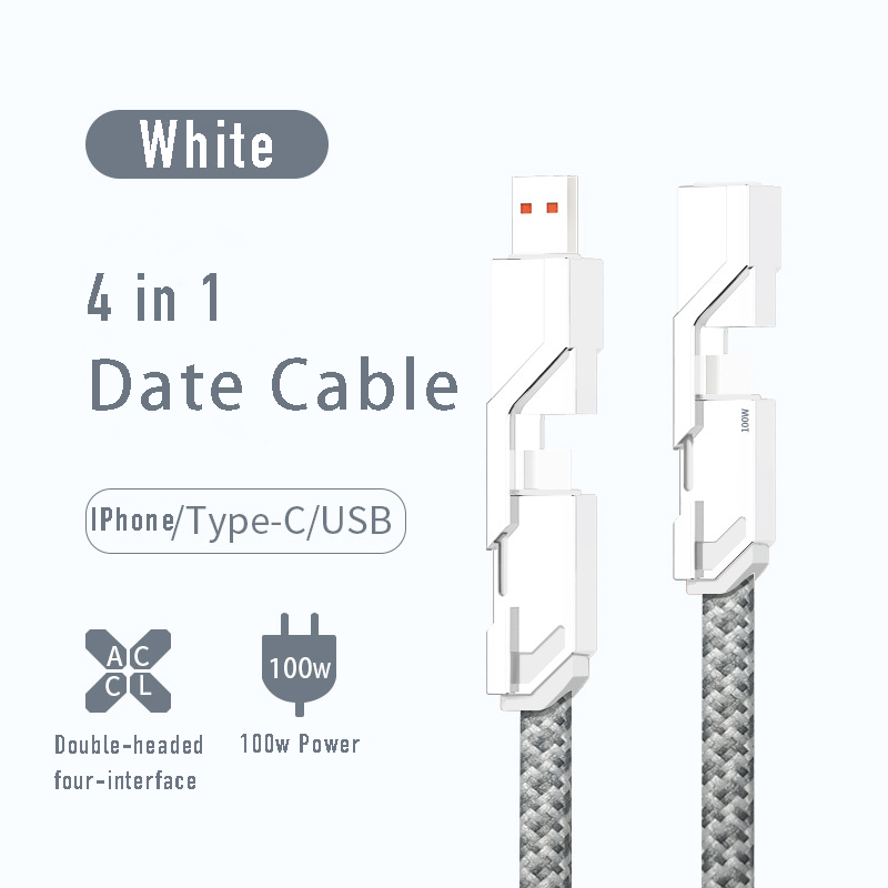 🔥Last Day-49% OFF🔥4-in-1 Flat Braided Anti-tangle Charger Cable with Velcro