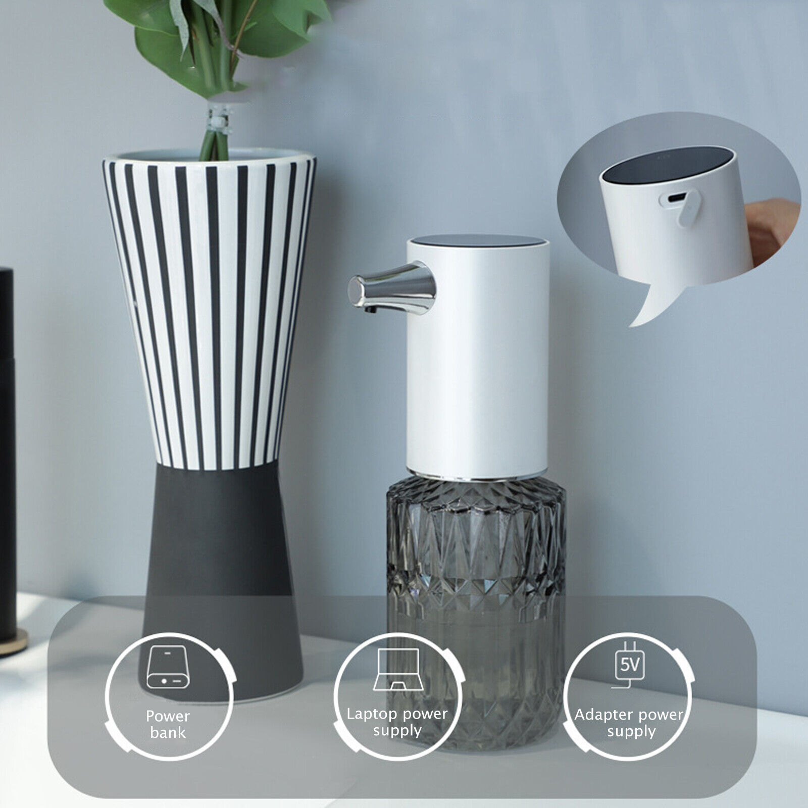 Automatic Soap Dispenser Touchless Adjustable 6-Level Volume Control for Kitchen
