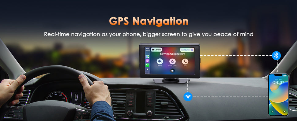 Campark RC04 7'' Wireless Car Receiver for Carplay/Android Auto