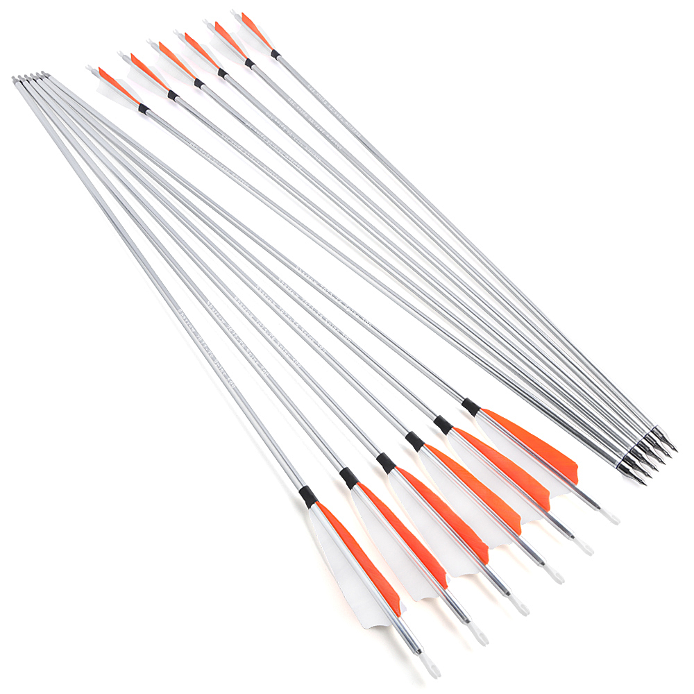 Aluminum Arrows - 30" Aluminum Hunting Arrows Spine 500 (12 Pack)