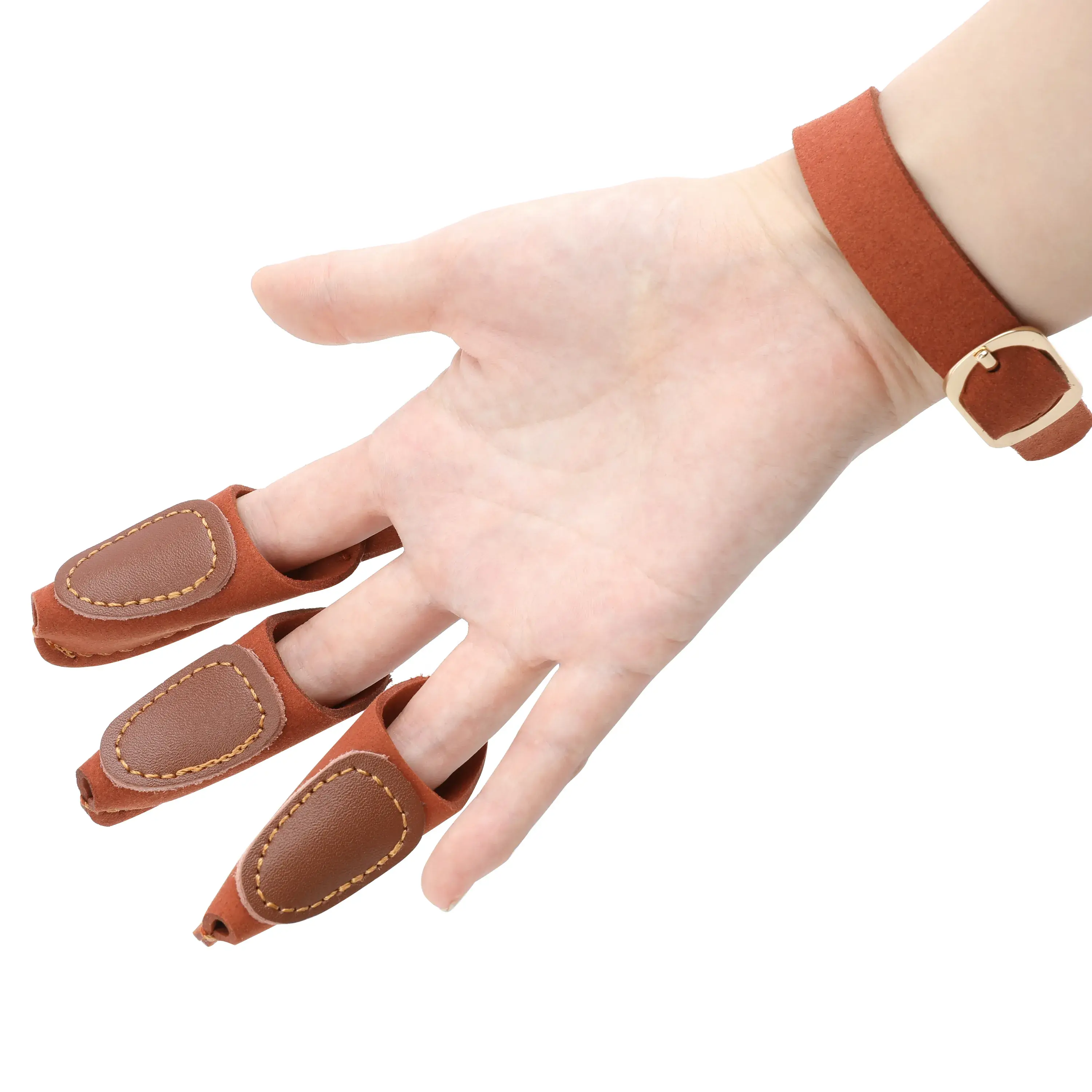 Brown Traditional Leather Archery Shooting Glove RHCHN Archery