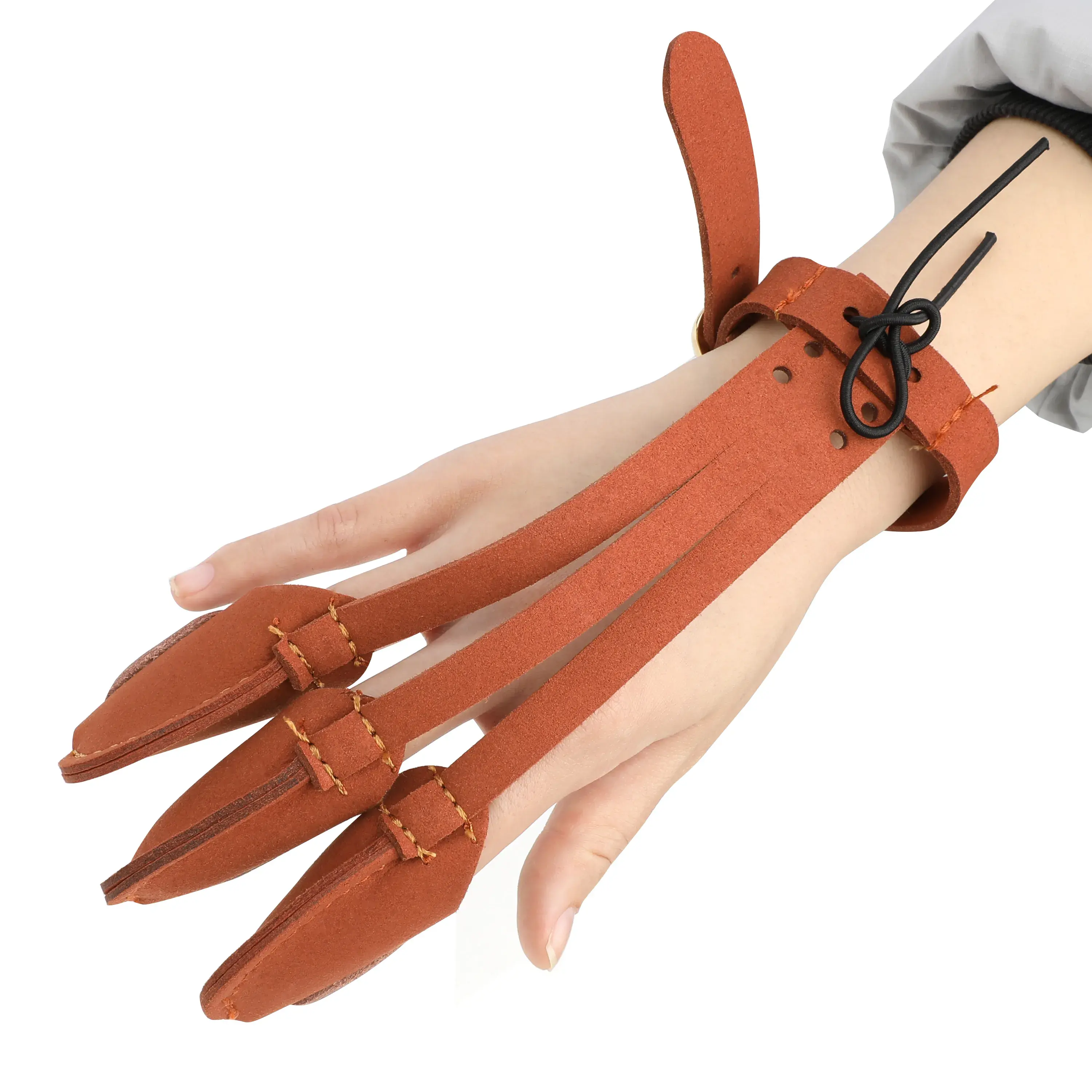 Brown Traditional Leather Archery Shooting Glove RH-CHN Archery