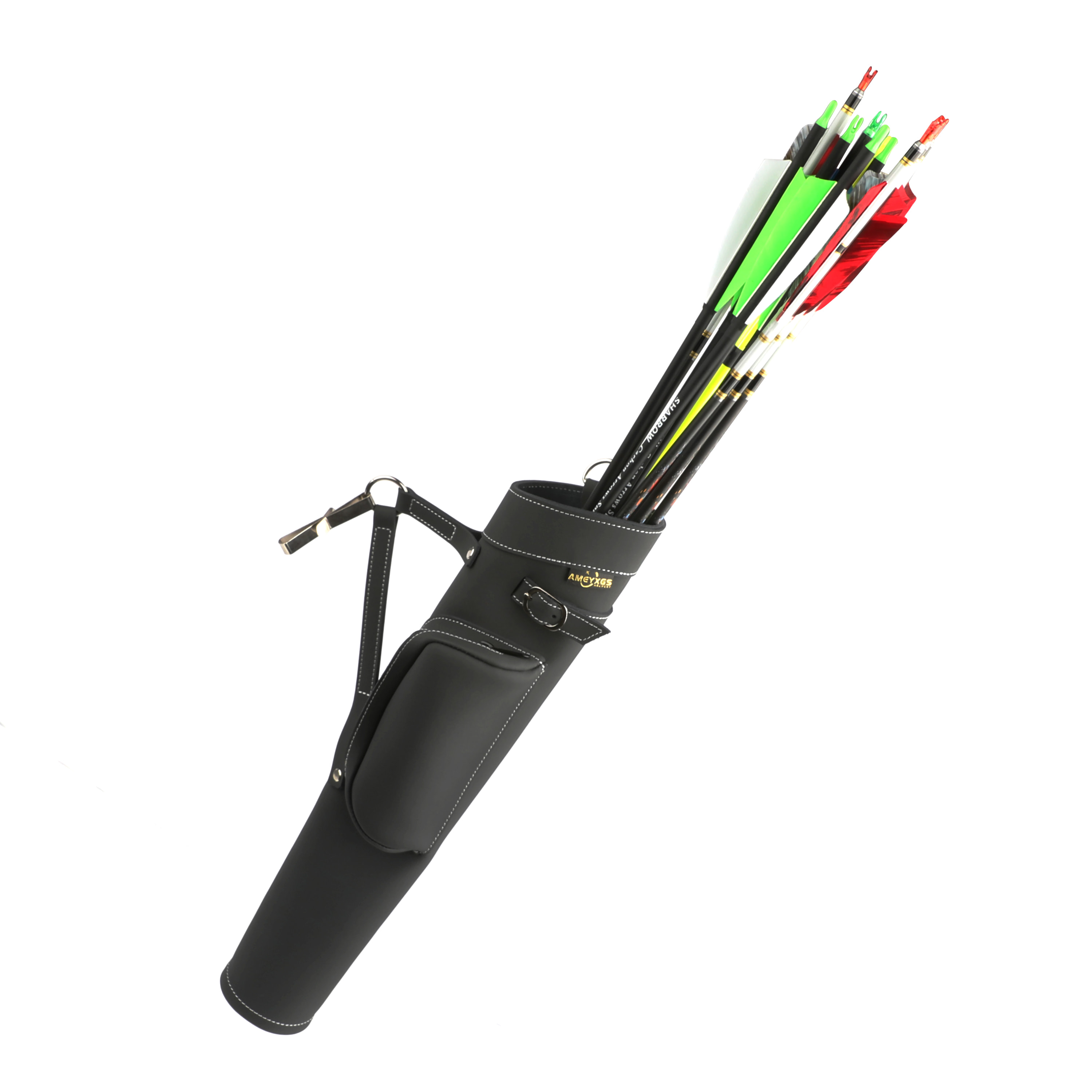 AMEYXGS Traditional Side Quiver Leather Arrow Quiver RH/LH-CHN Archery